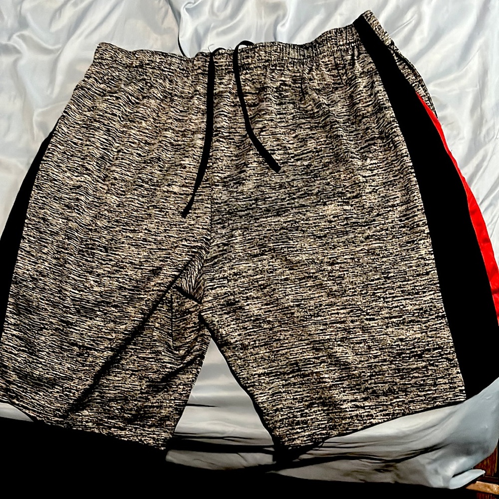 Gray black and red basketball ball shorts also good for the gym and causal wear